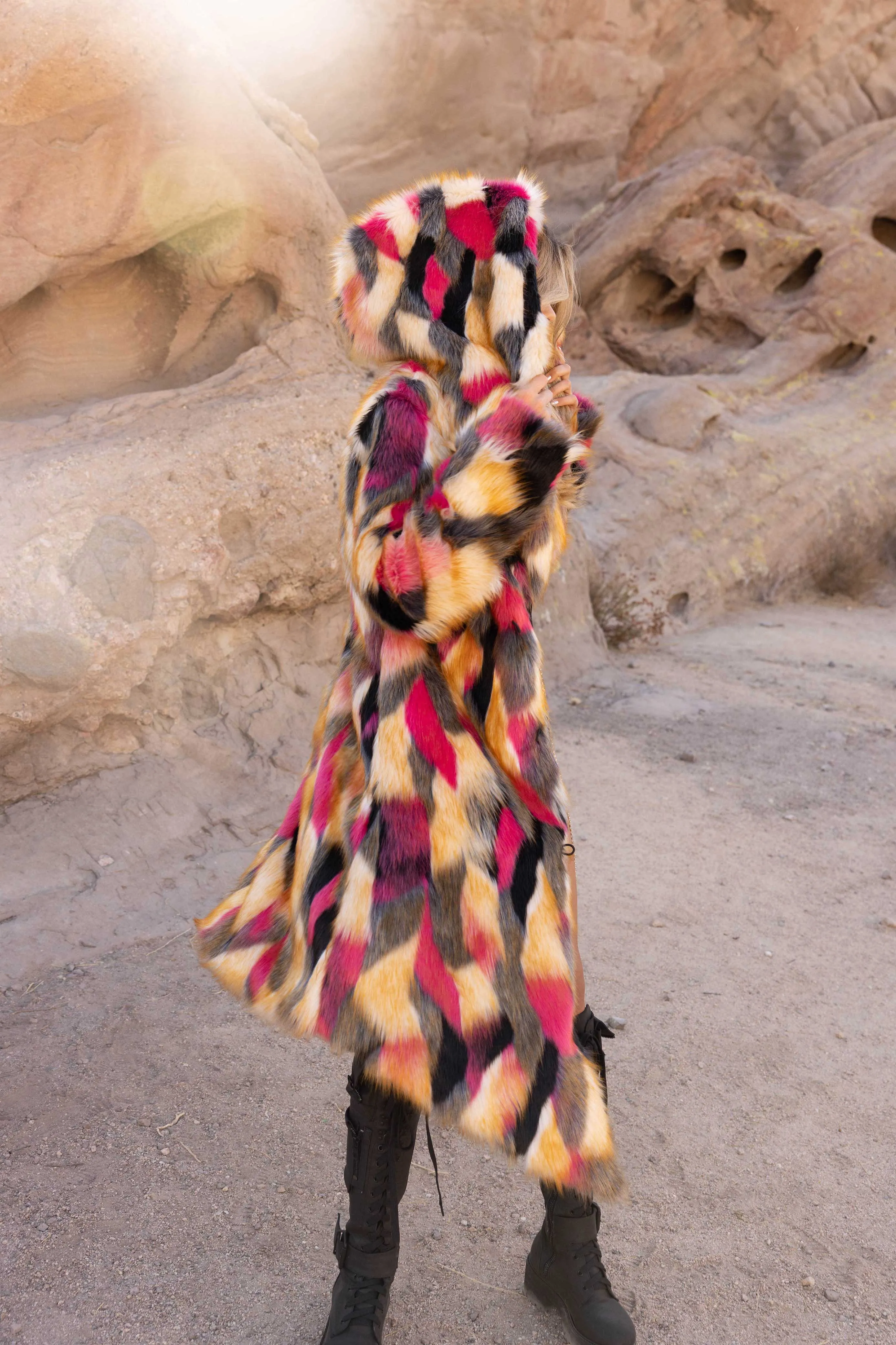 Women's Desert Warrior Coat in "Acid Poly Pink"